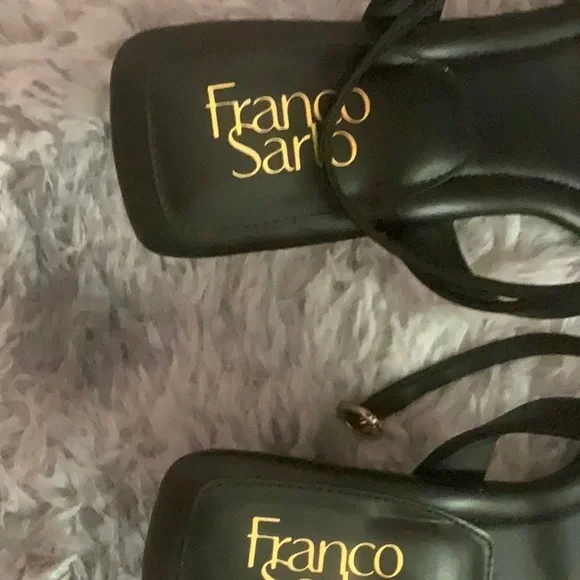 Franco Sarto Black and Gold Strappy Sandals - Picture 2 of 3